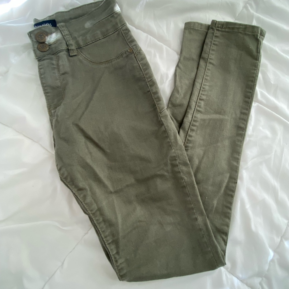 High rise green jeans